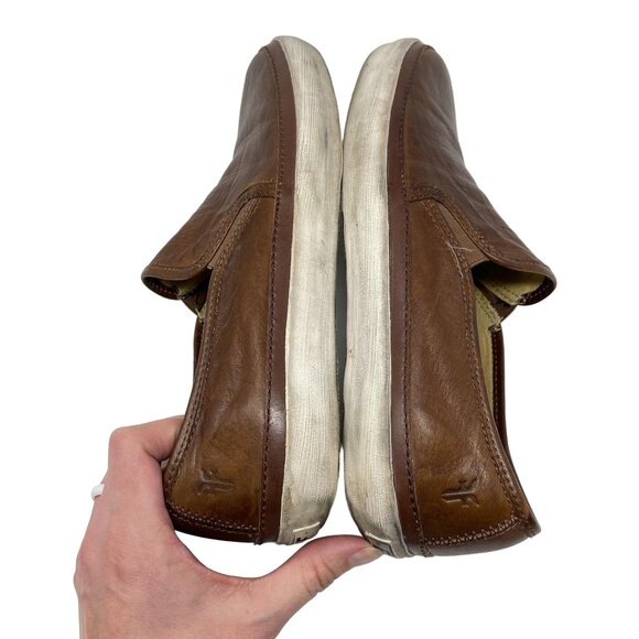 Frye Gavin Sneaker in Brown Leather Mens Size 8 Slip-on Casual Distressed - Picture 8 of 10